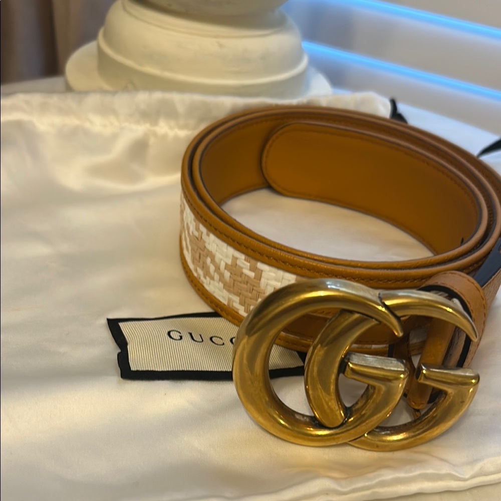 Gucci Gold and Tan Belt for Women - Picture 5 of 5